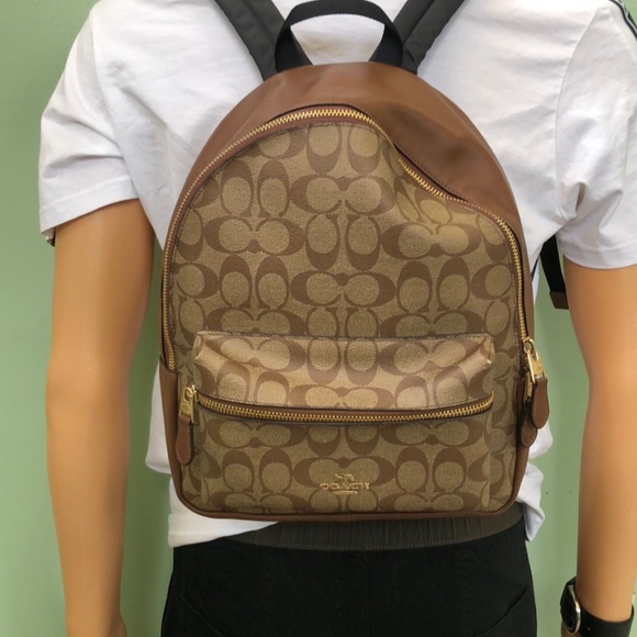 Coach Medium Charlie Backpack In Signature Canvas - Picture 2 of 15